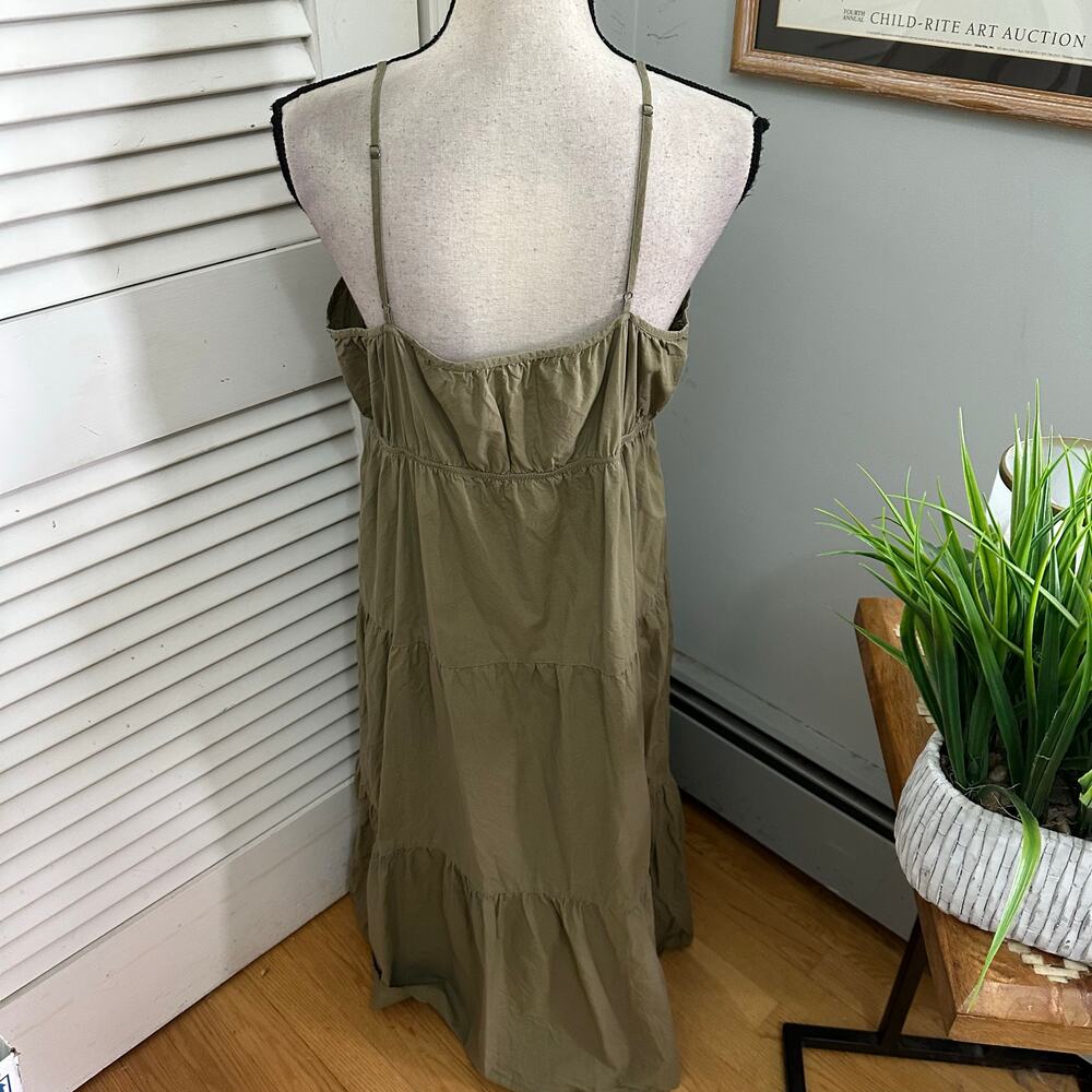 Rails Dress Womens XL Olive Green Avril Tiered Midi Strappy Boho Euro Summer - Picture 2 of 10
